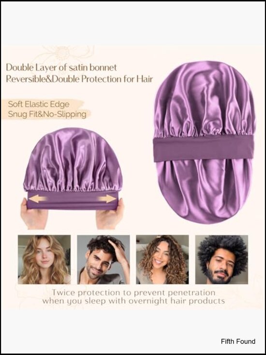 Double Layer Satin Bonnet for Sleeping, Hair Bonnet for Curly Hair - Unisex main image 7